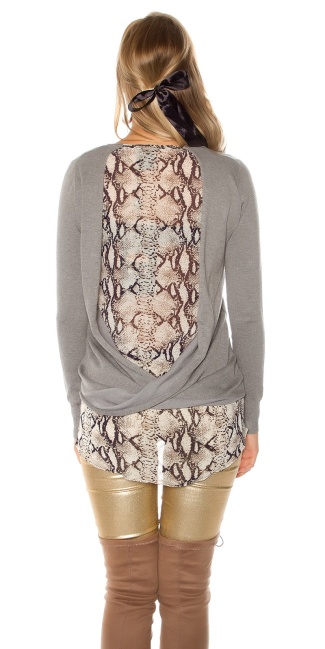 Trendy 2in1 jumper with Snake pattern Grey